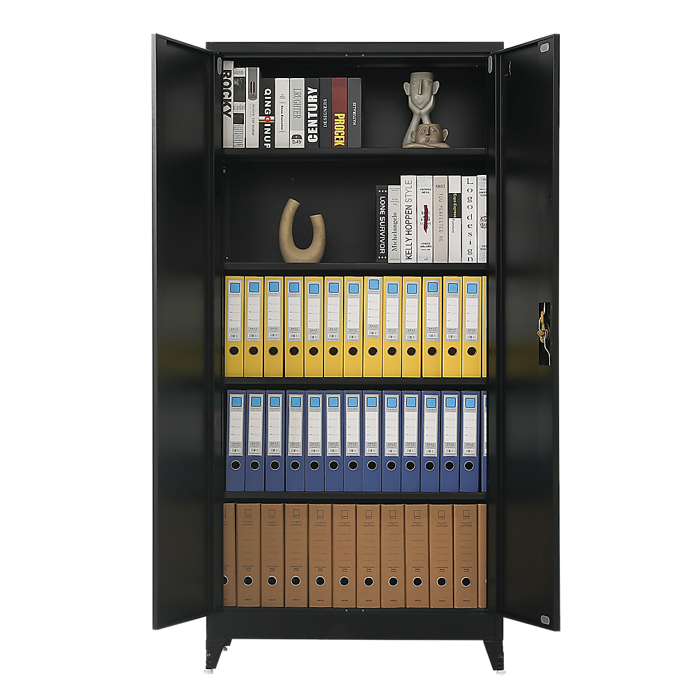 Two-Door Metal Cabinet Shelf Storage for Home Office Gym 7