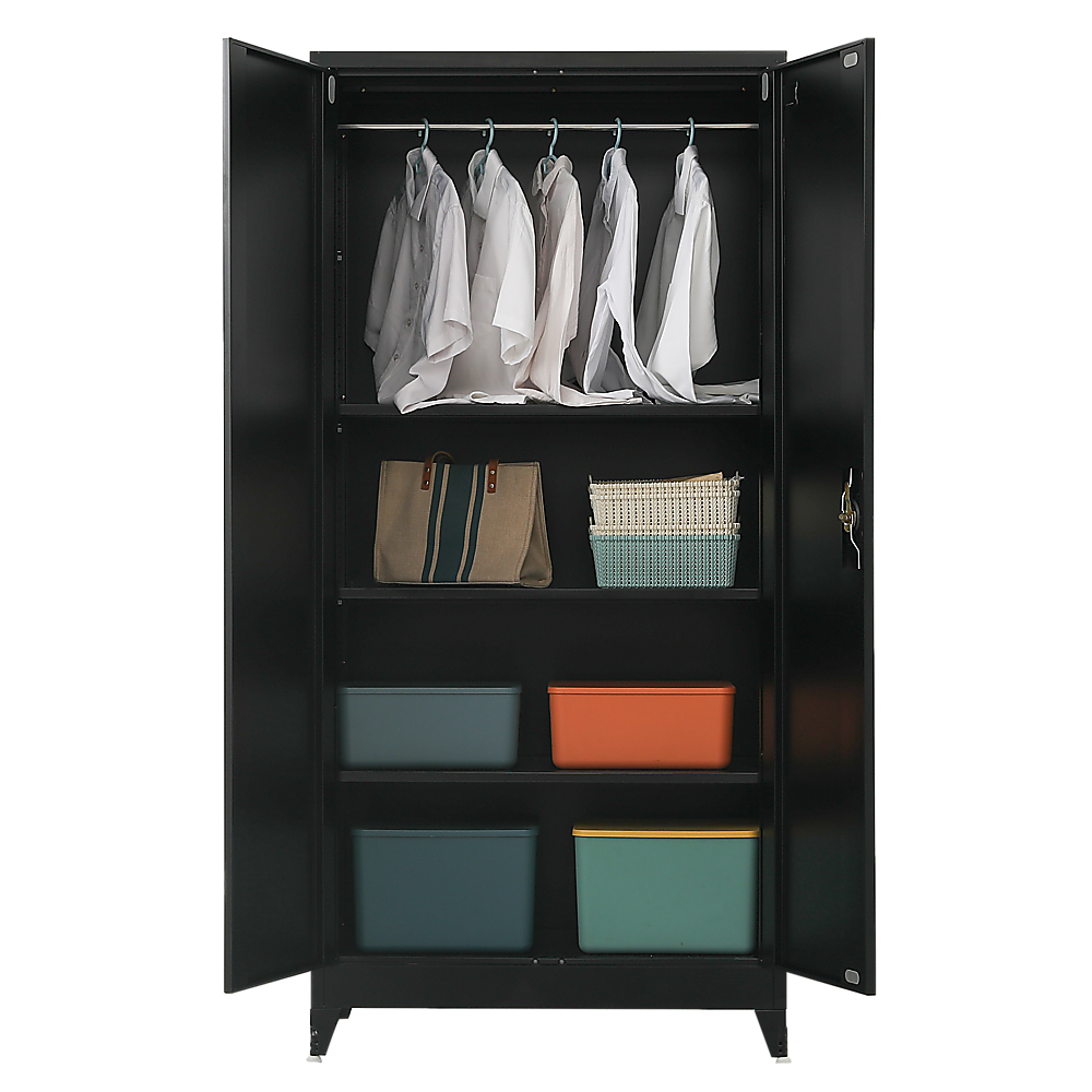 Two-Door Metal Cabinet Shelf Storage for Home Office Gym 10