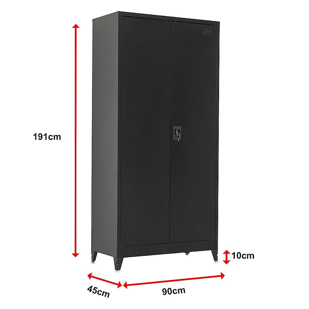 Two-Door Metal Cabinet Shelf Storage for Home Office Gym 15