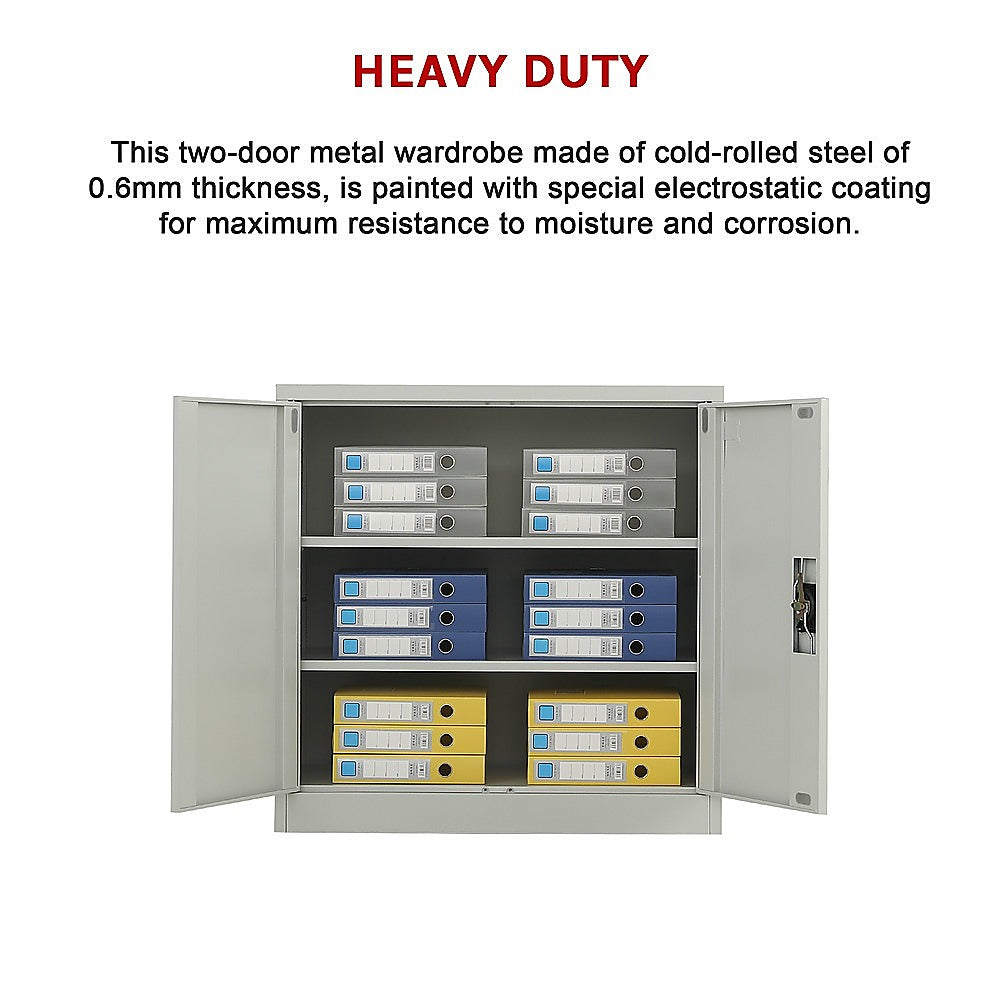 Two-Door Metal Short Cabinet Shelf Storage for Home Office Gym 11