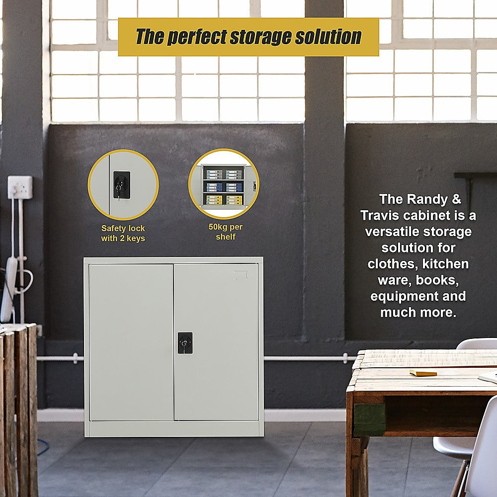 Two-Door Metal Short Cabinet Shelf Storage for Home Office Gym 8