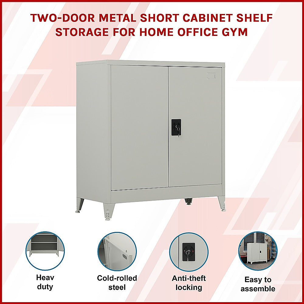 Two-Door Metal Short Cabinet Shelf Storage for Home Office Gym 3
