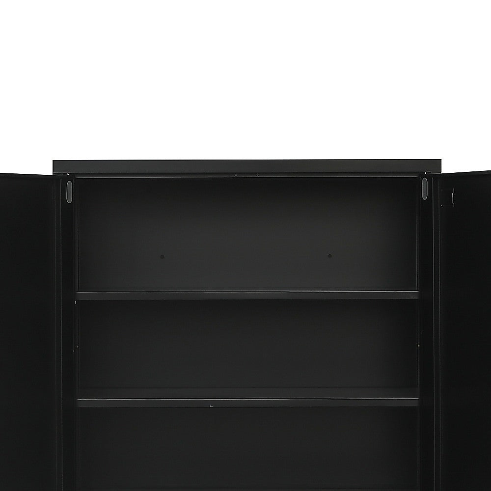 Two-Door Metal Short Cabinet Shelf Storage for Home Office Gym 7
