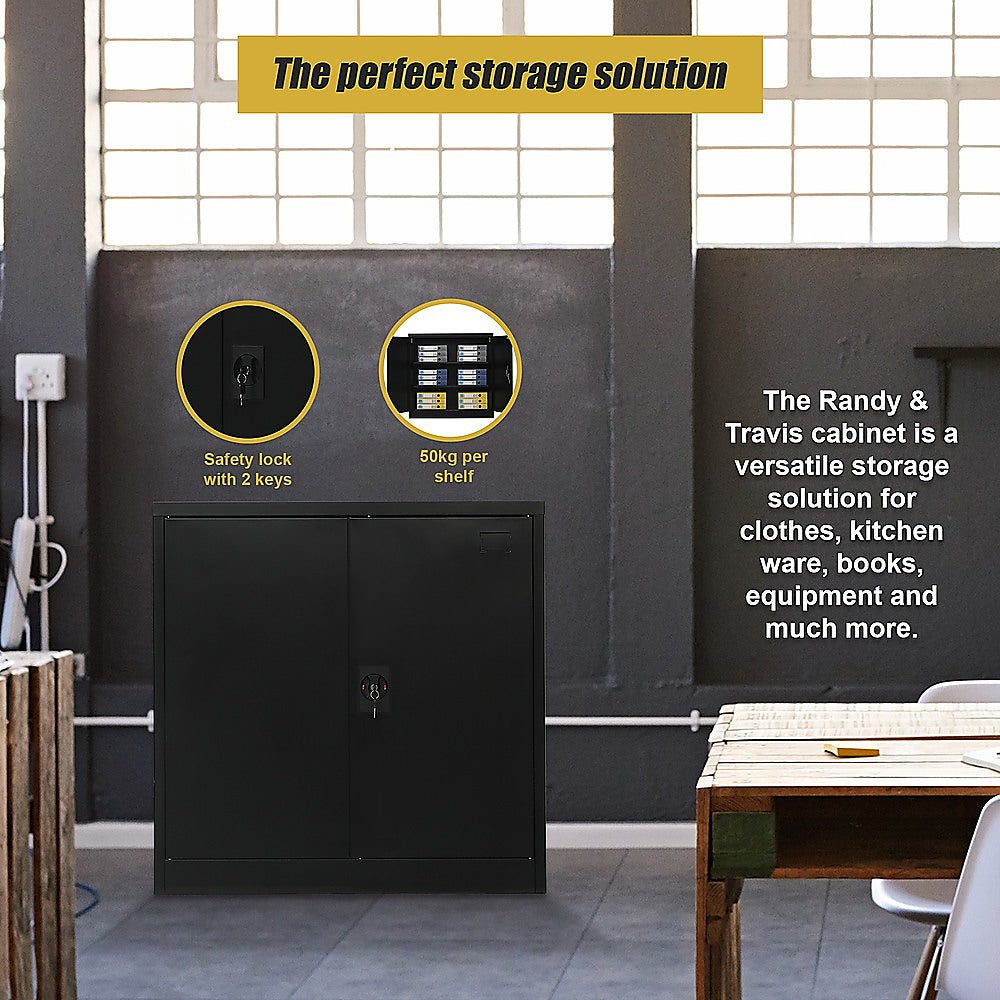 Two-Door Metal Short Cabinet Shelf Storage for Home Office Gym 8