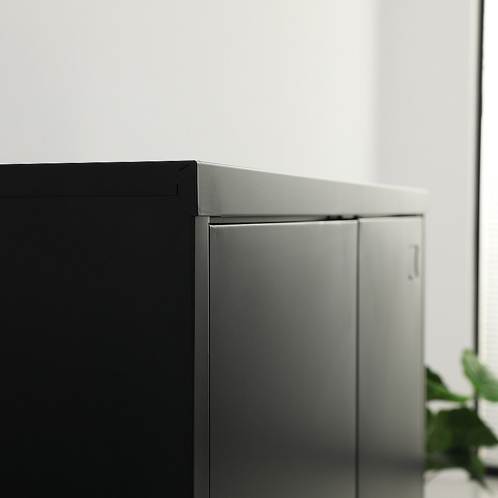 Two-Door Metal Short Cabinet Shelf Storage for Home Office Gym 10