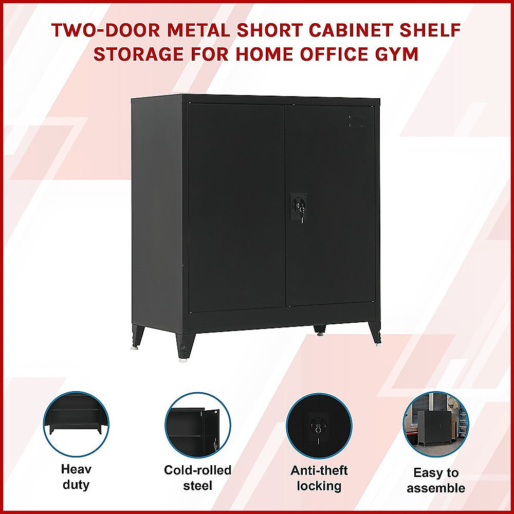 Two-Door Metal Short Cabinet Shelf Storage for Home Office Gym 3