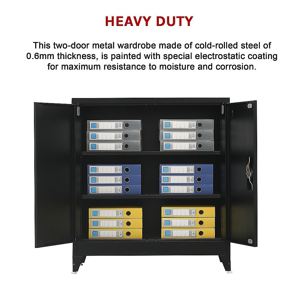 Two-Door Metal Short Cabinet Shelf Storage for Home Office Gym 13