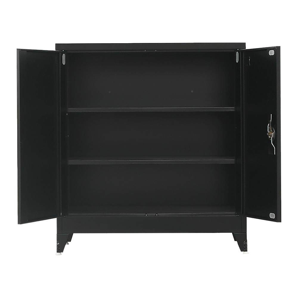 Two-Door Metal Short Cabinet Shelf Storage for Home Office Gym 5