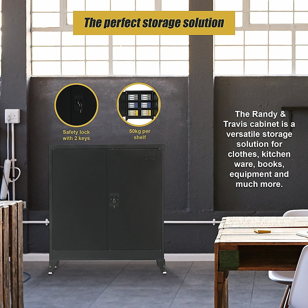 Two-Door Metal Short Cabinet Shelf Storage for Home Office Gym 8