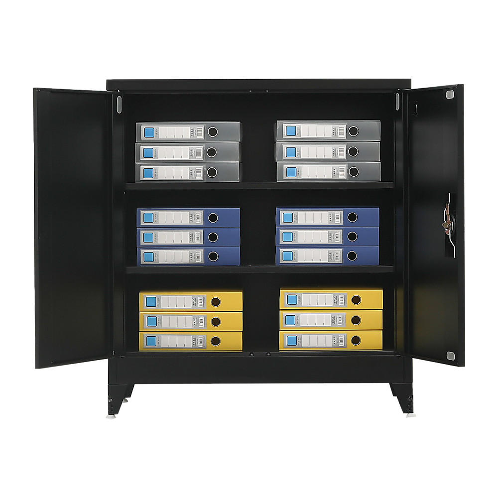 Two-Door Metal Short Cabinet Shelf Storage for Home Office Gym 10