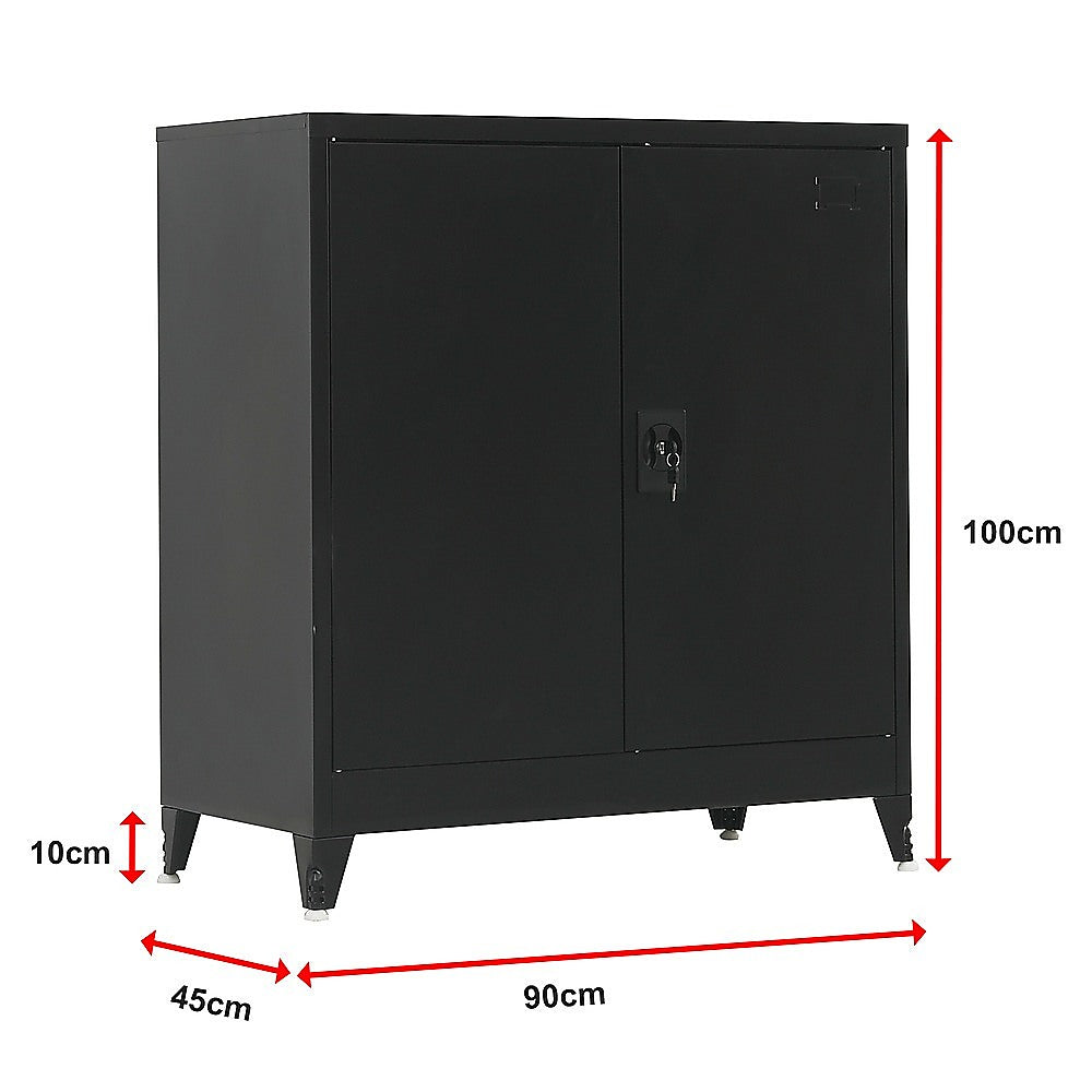 Two-Door Metal Short Cabinet Shelf Storage for Home Office Gym 14