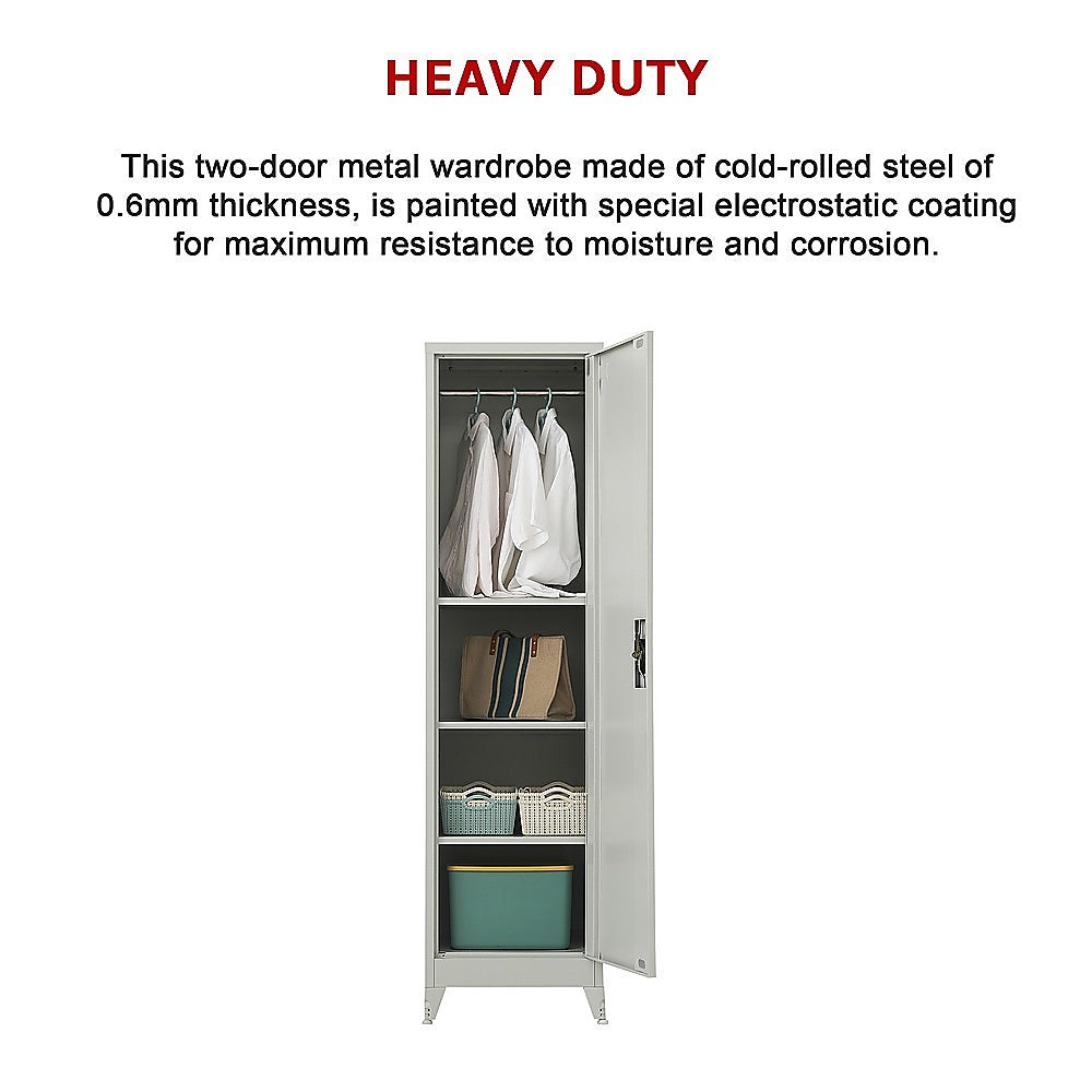 Single-Door Metal Tall Cabinet Shelf Storage for Home Office Gym 14