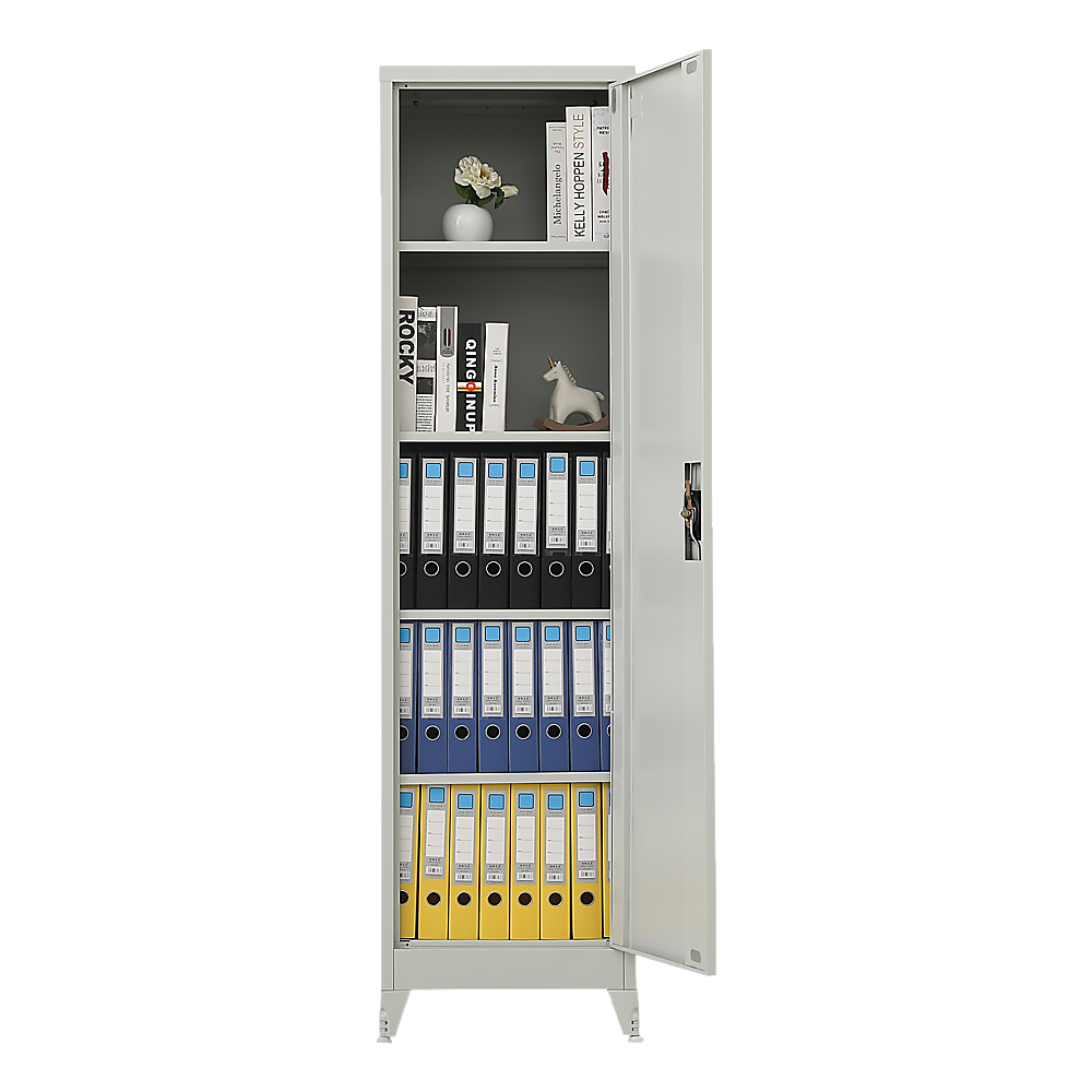 Single-Door Metal Tall Cabinet Shelf Storage for Home Office Gym 7
