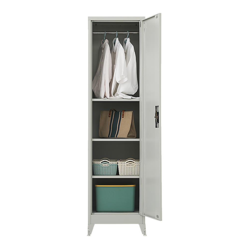 Single-Door Metal Tall Cabinet Shelf Storage for Home Office Gym 12