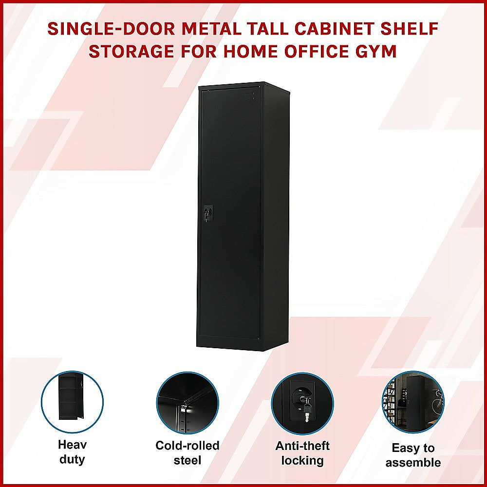 Single-Door Metal Tall Cabinet Shelf Storage for Home Office Gym 3