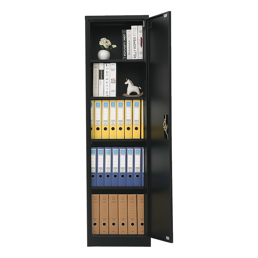 Single-Door Metal Tall Cabinet Shelf Storage for Home Office Gym 12