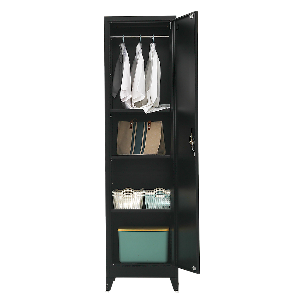 Single-Door Metal Tall Cabinet Shelf Storage for Home Office Gym 12