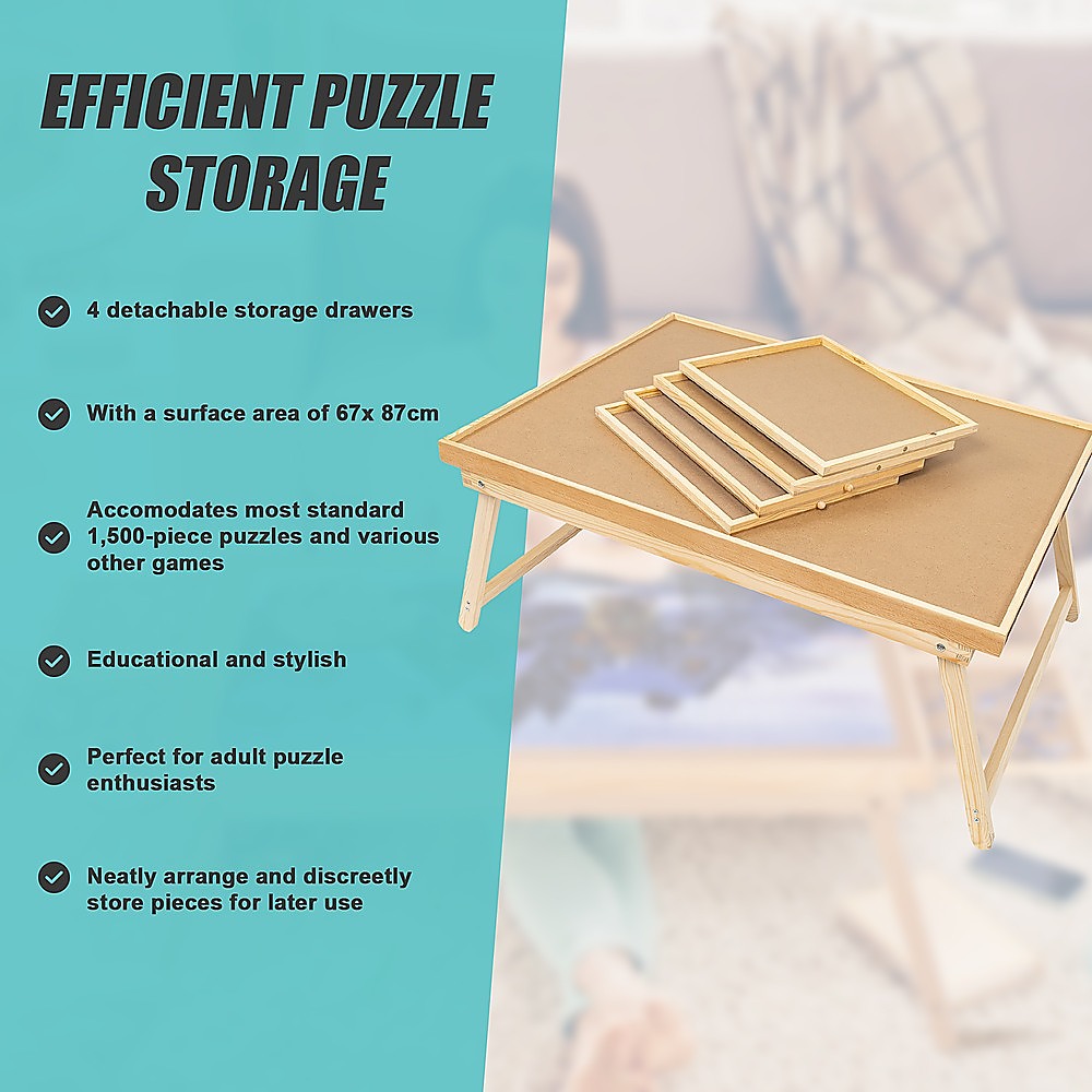 1500 Piece Puzzle Board, 70cm x 90cm Wooden Jigsaw Puzzle Table with Legs 13