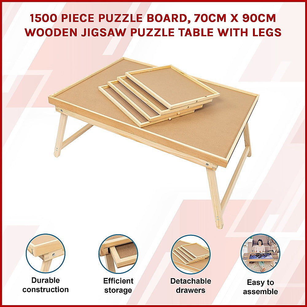 1500 Piece Puzzle Board, 70cm x 90cm Wooden Jigsaw Puzzle Table with Legs 3