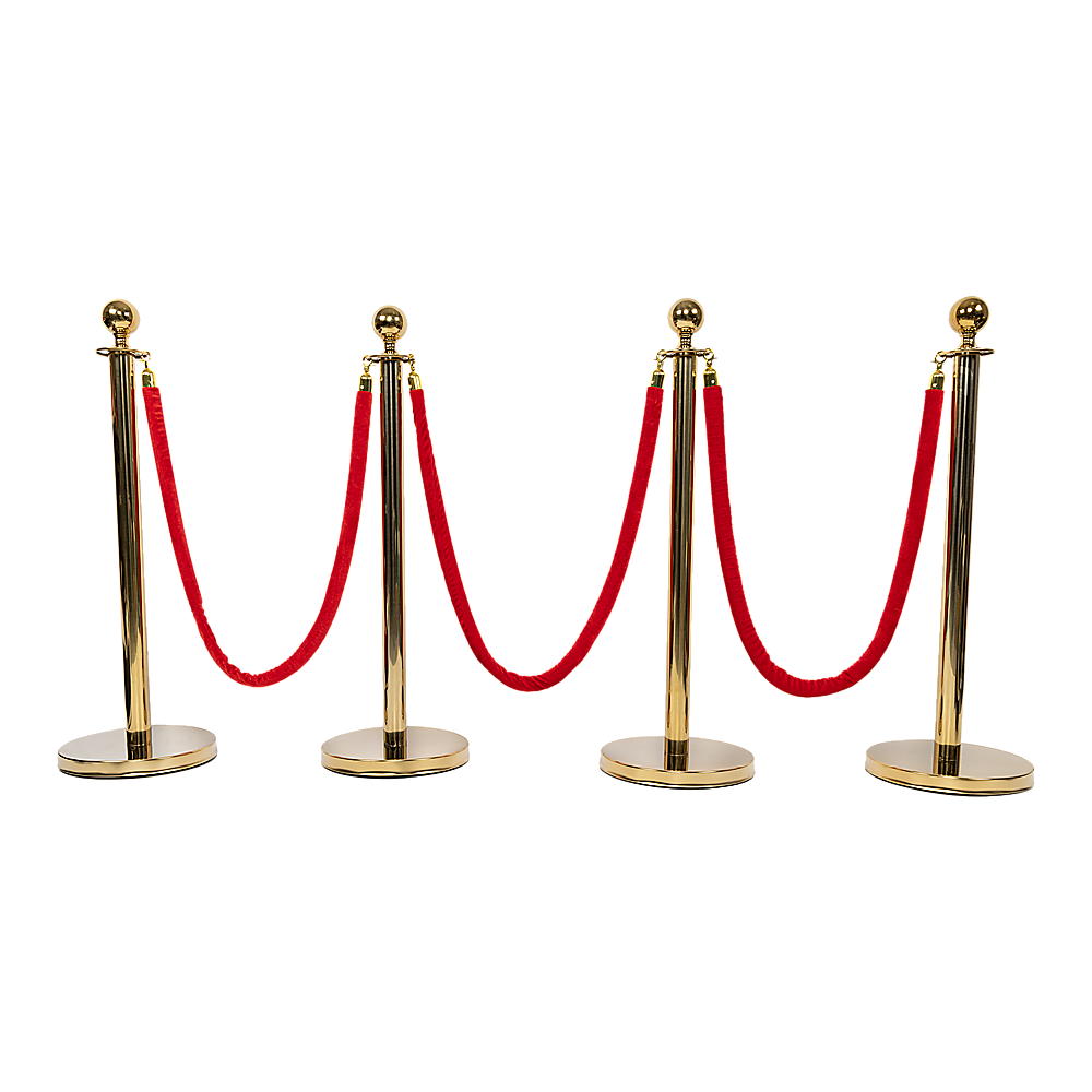4 x Queue Barriers + 3 Ropes Exhibition Crowd Control Bollards 12