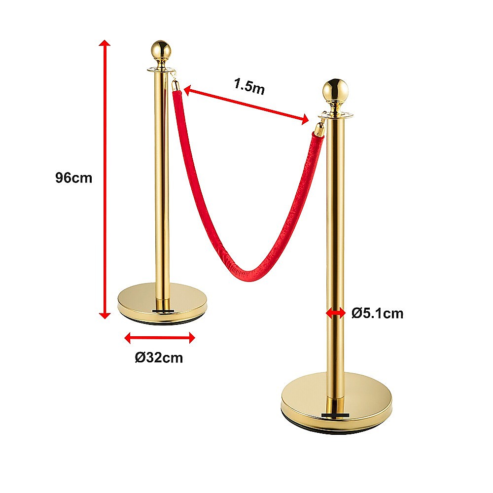 4 x Queue Barriers + 3 Ropes Exhibition Crowd Control Bollards 14