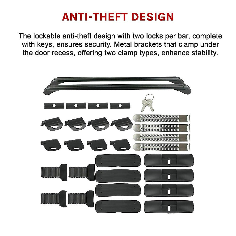 Lockable Aluminium Car Roof Rack Bars Without Rail Anti Theft Luggage Carrier 11