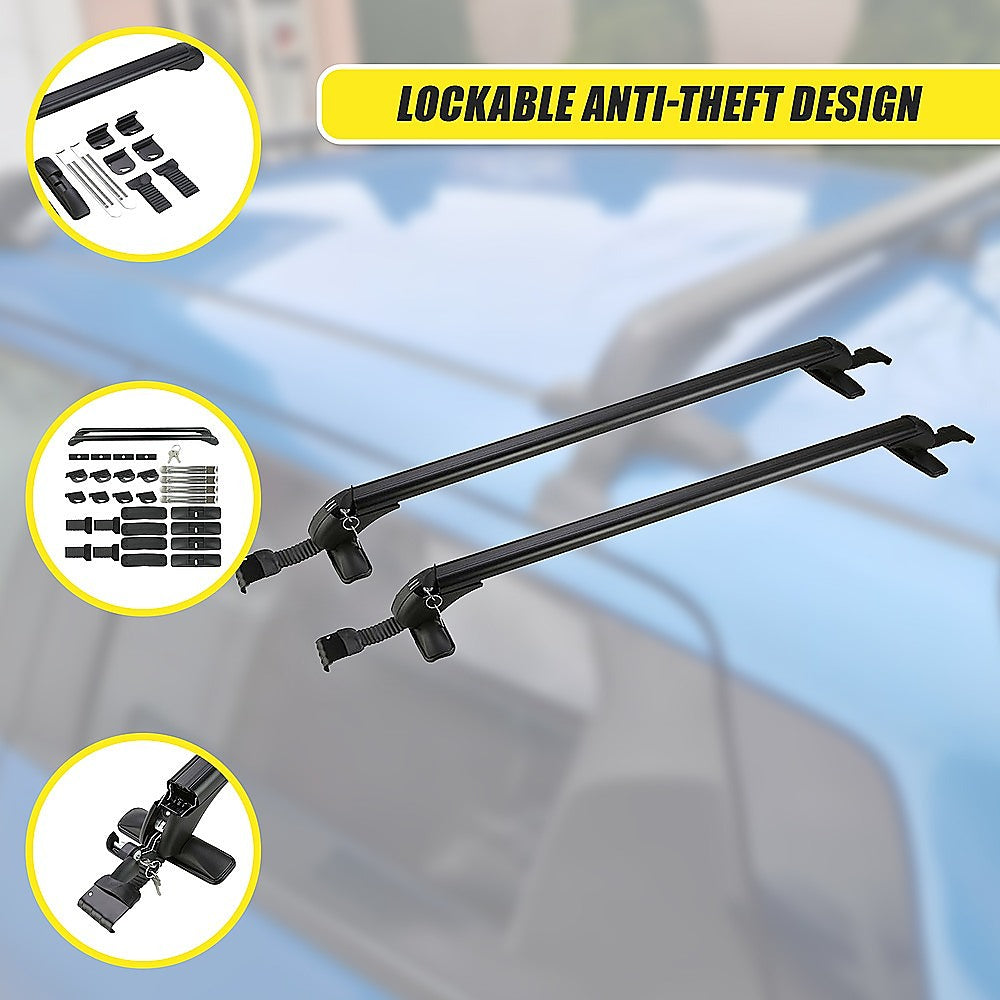 Lockable Aluminium Car Roof Rack Bars Without Rail Anti Theft Luggage Carrier 8