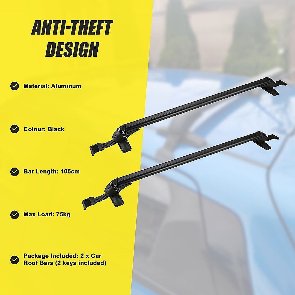 Lockable Aluminium Car Roof Rack Bars Without Rail Anti Theft Luggage Carrier 10