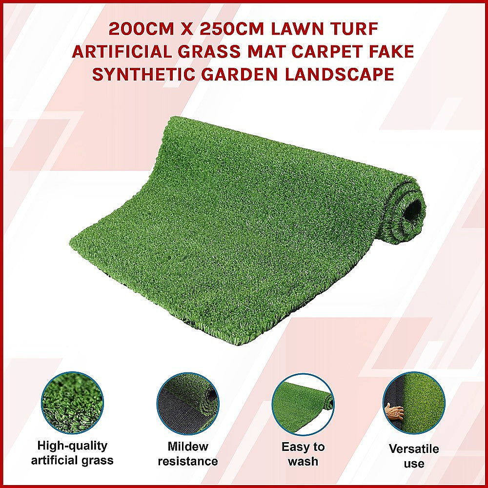 200cm x 250cm Lawn Turf Artificial Grass Mat Carpet Fake Synthetic Garden Landscape 3