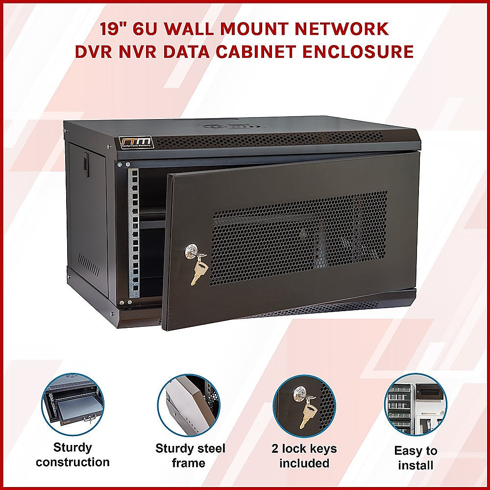 19" 6U Wall Mount Network DVR NVR Data Cabinet Enclosure 3