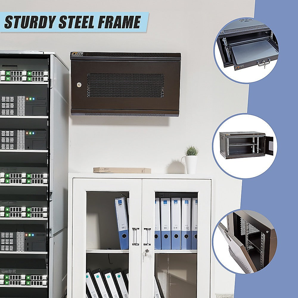 19" 6U Wall Mount Network DVR NVR Data Cabinet Enclosure 8
