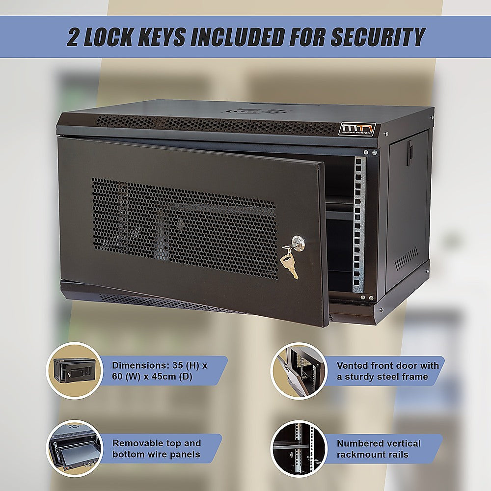 19" 6U Wall Mount Network DVR NVR Data Cabinet Enclosure 9