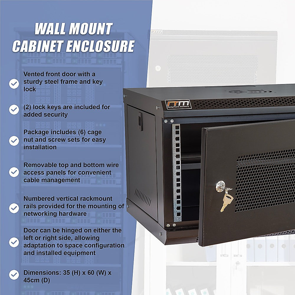 19" 6U Wall Mount Network DVR NVR Data Cabinet Enclosure 10