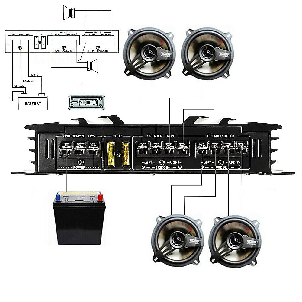 5800W Watt 4 Channel Car Truck Amplifier Stereo Audio Speaker Amp System Device 5