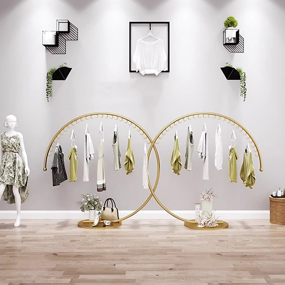 Commercial Clothing Floor-Standing Hanger High Capacity Curved Clothes Bar Storage Rack 160cm 3