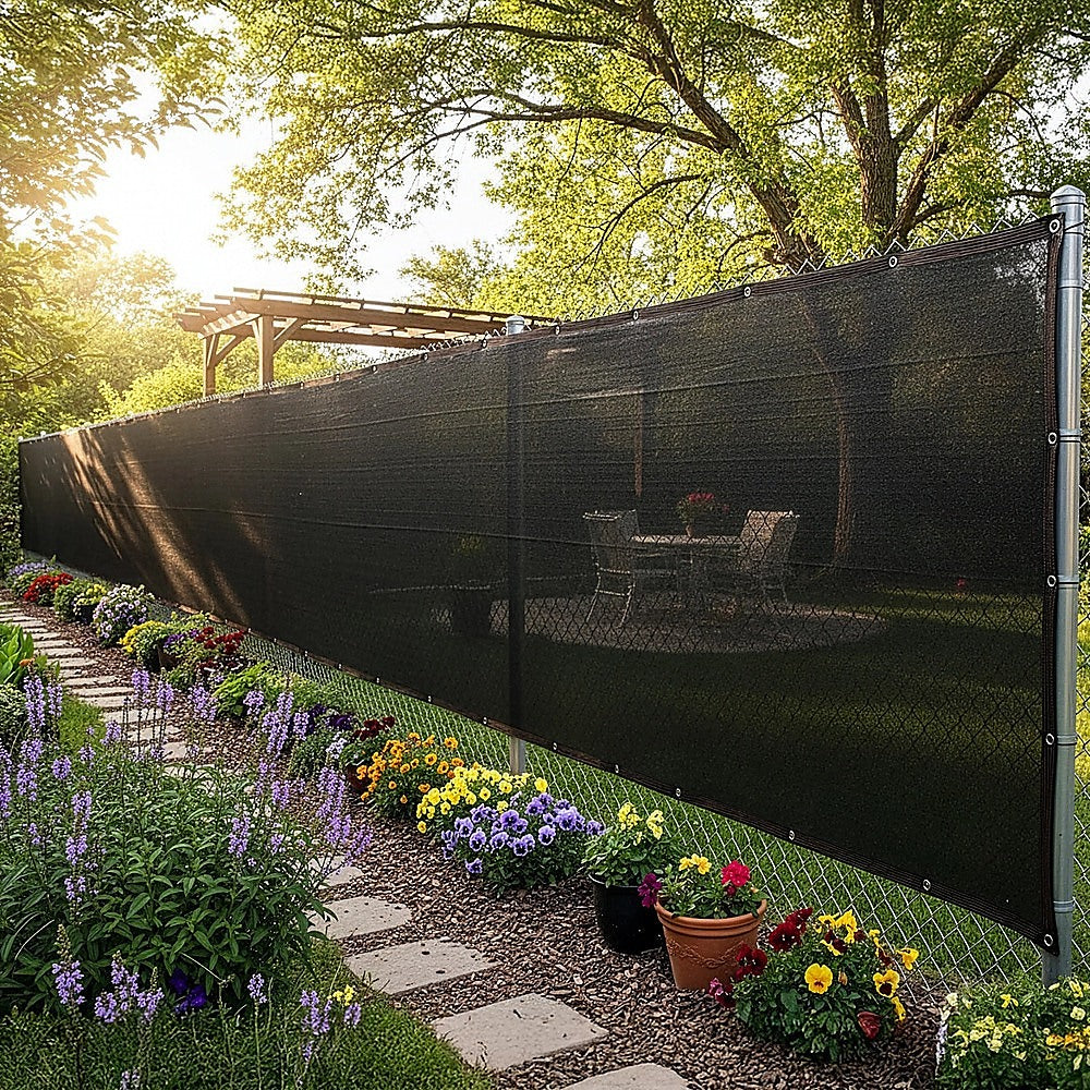 15m x 2m Fence Windscreen Privacy Screen Shade Cover Black Fabric Mesh Garden 6