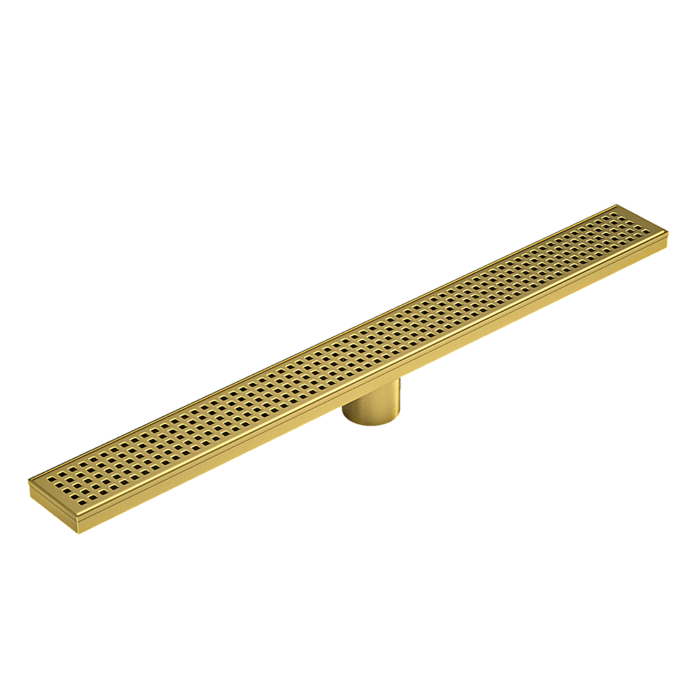800mm Bathroom Shower Brushed Brass Grate Drain w/ Centre outlet Floor Waste 8