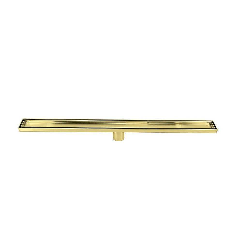 1000mm Tile Insert Bathroom Shower Brushed Brass Grate Drain w/Centre outlet Floor Waste 11
