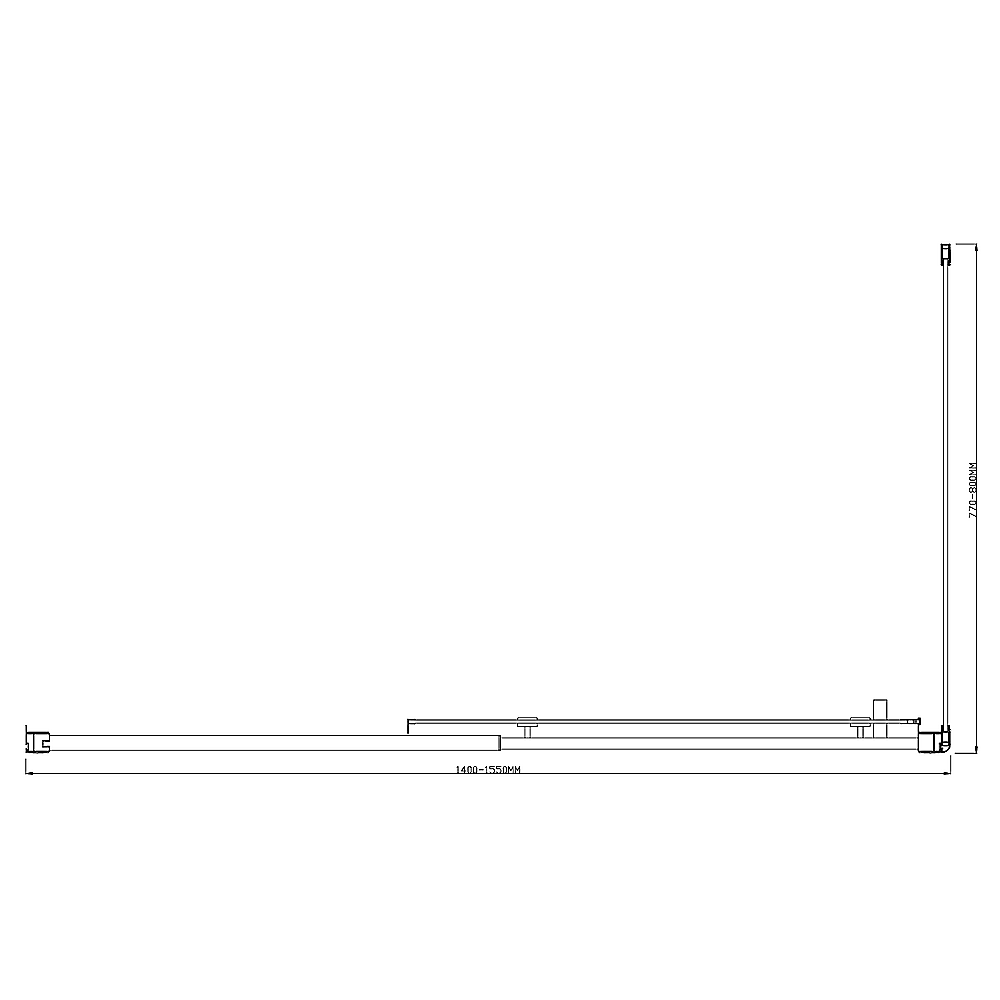 Adjustable 1500x800mm Single Door Corner Sliding Glass Shower Screen in Chrome 9