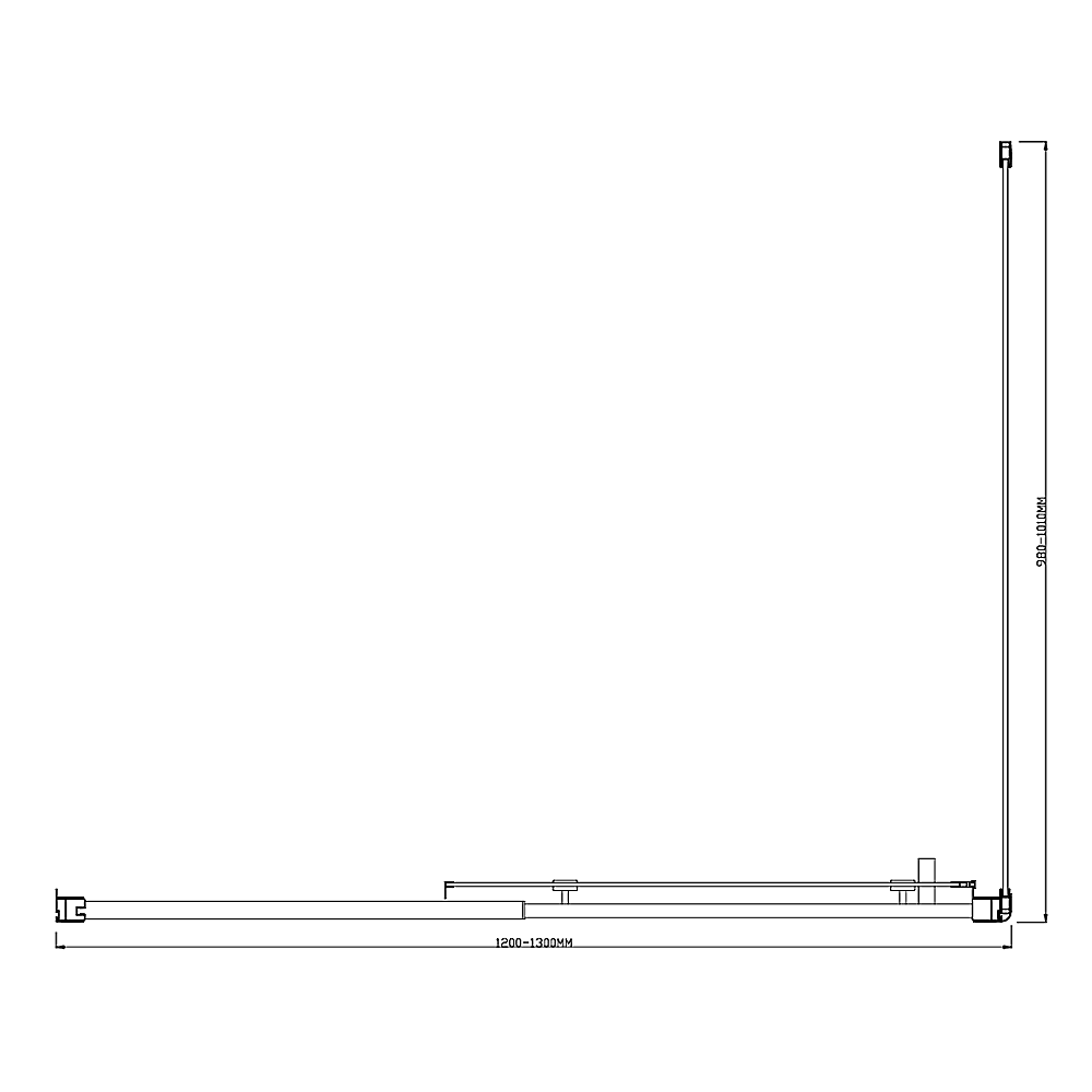 Adjustable 1300x1010mm Single Door Corner Sliding Glass Shower Screen in Black 6