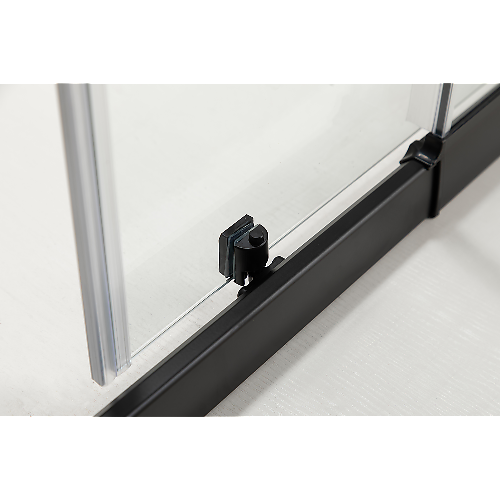 Adjustable 1300x800mm Single Door Corner Sliding Glass Shower Screen in Black 5