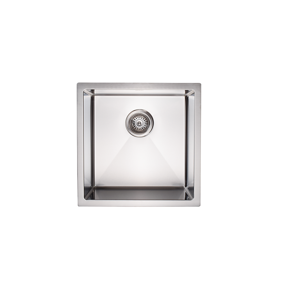 450x450mm Handmade Stainless Steel Undermount / Topmount Kitchen Laundry Sink with Waste 4