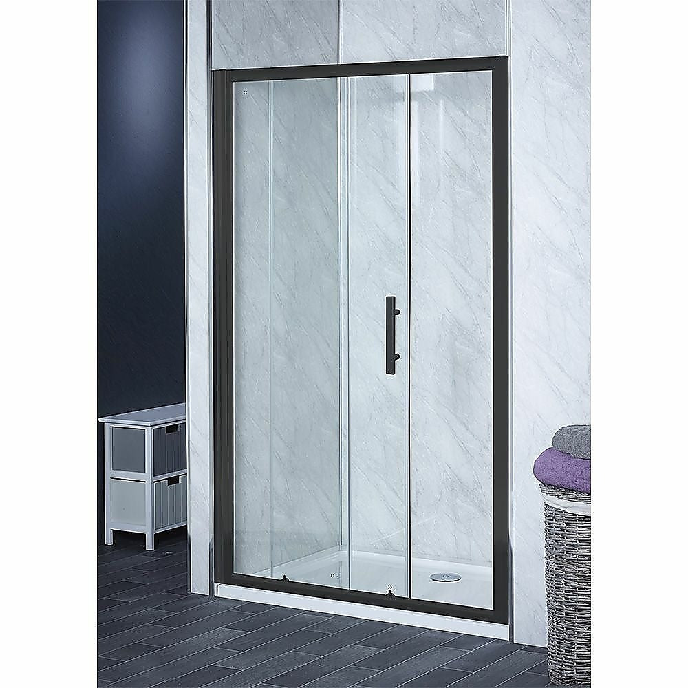 170-185cm Adjustable Wall to Wall Sliding Glass Shower Door in Black
