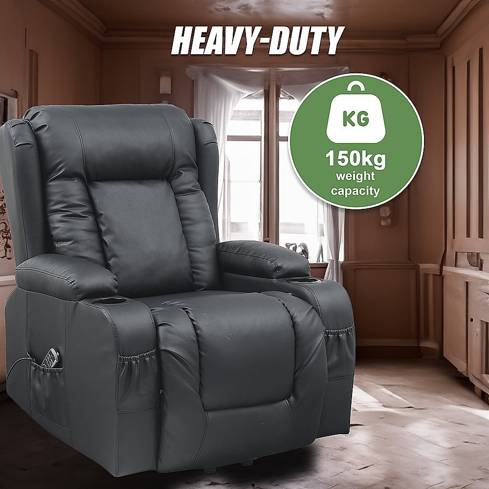 Lift Heated Leather Recliner Electric Massage Chair with USB port 8