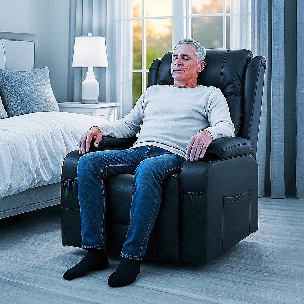 Lift Heated Leather Recliner Electric Massage Chair with USB port 5