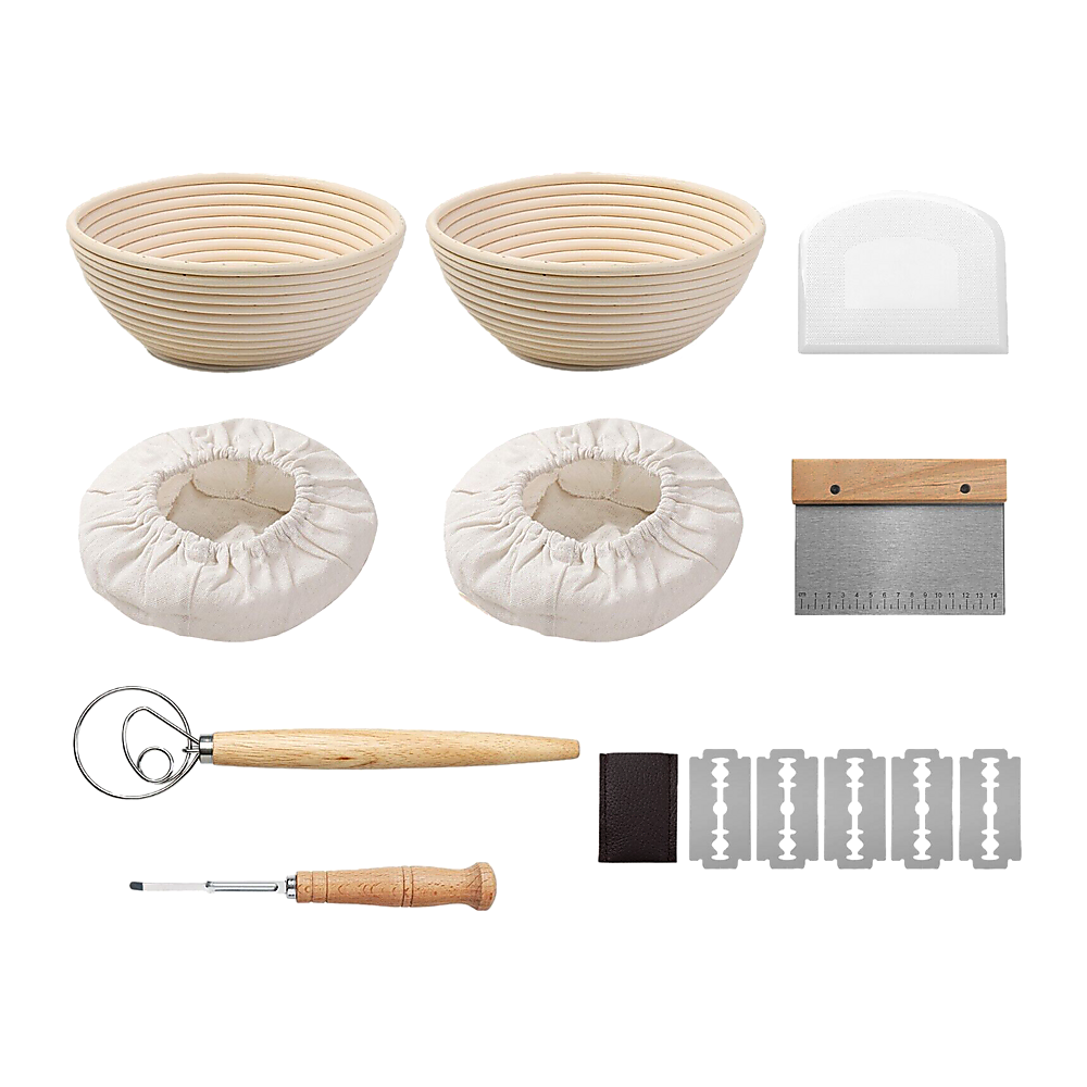 2 x 9" Sourdough Bread Proofing Set Bread Making Kit Round Bowls 5