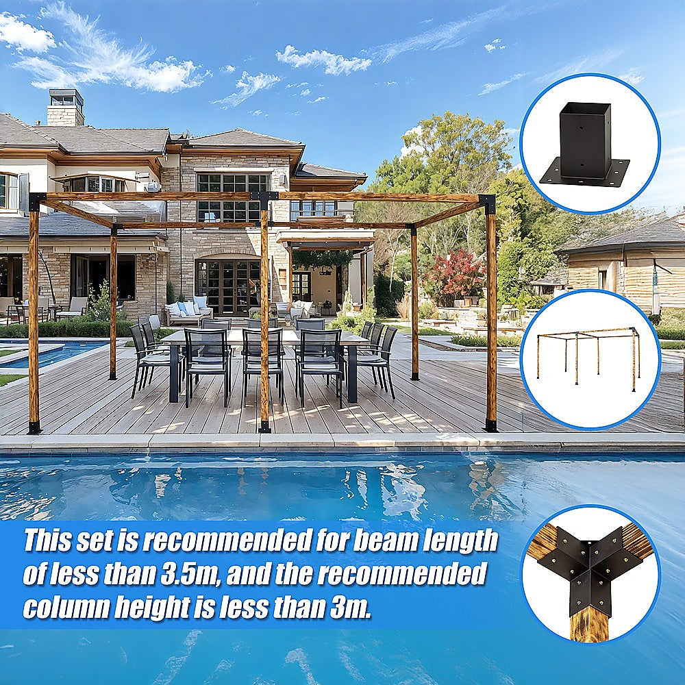 Roof Pergola Gazebo Shed Matte Black Steel Brackets DIY Kits 8