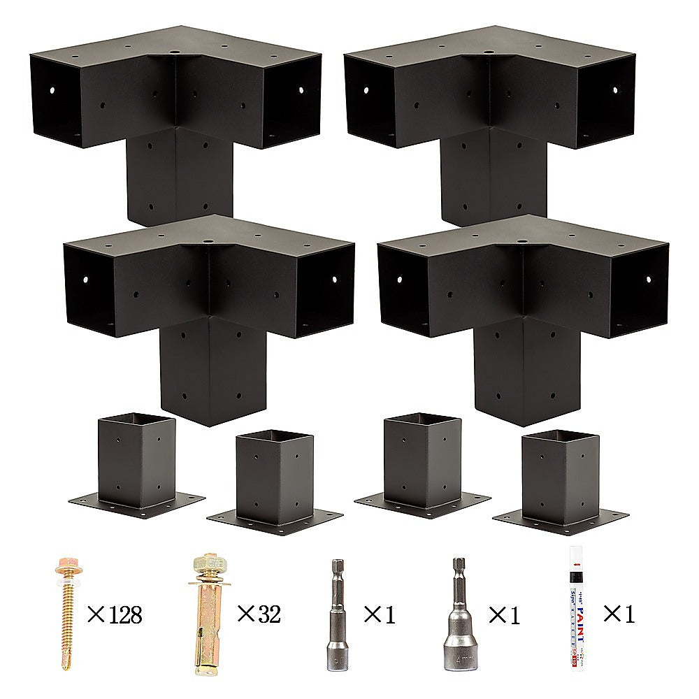 Roof Pergola Gazebo Shed Matte Black Steel Brackets DIY Kits 6