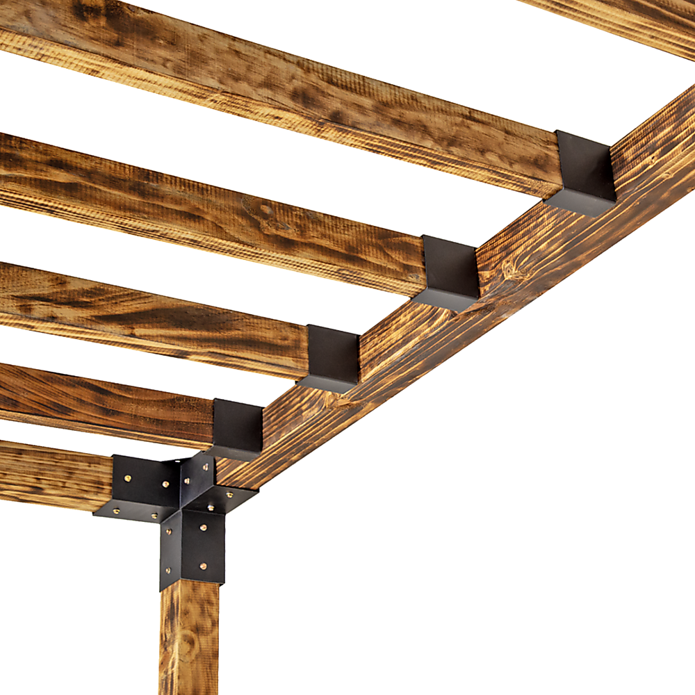 Roof Pergola Gazebo Shed Matte Black Steel Brackets DIY Kits 7