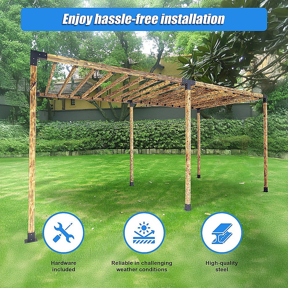 Roof Pergola Gazebo Shed Matte Black Steel Brackets DIY Kits 5